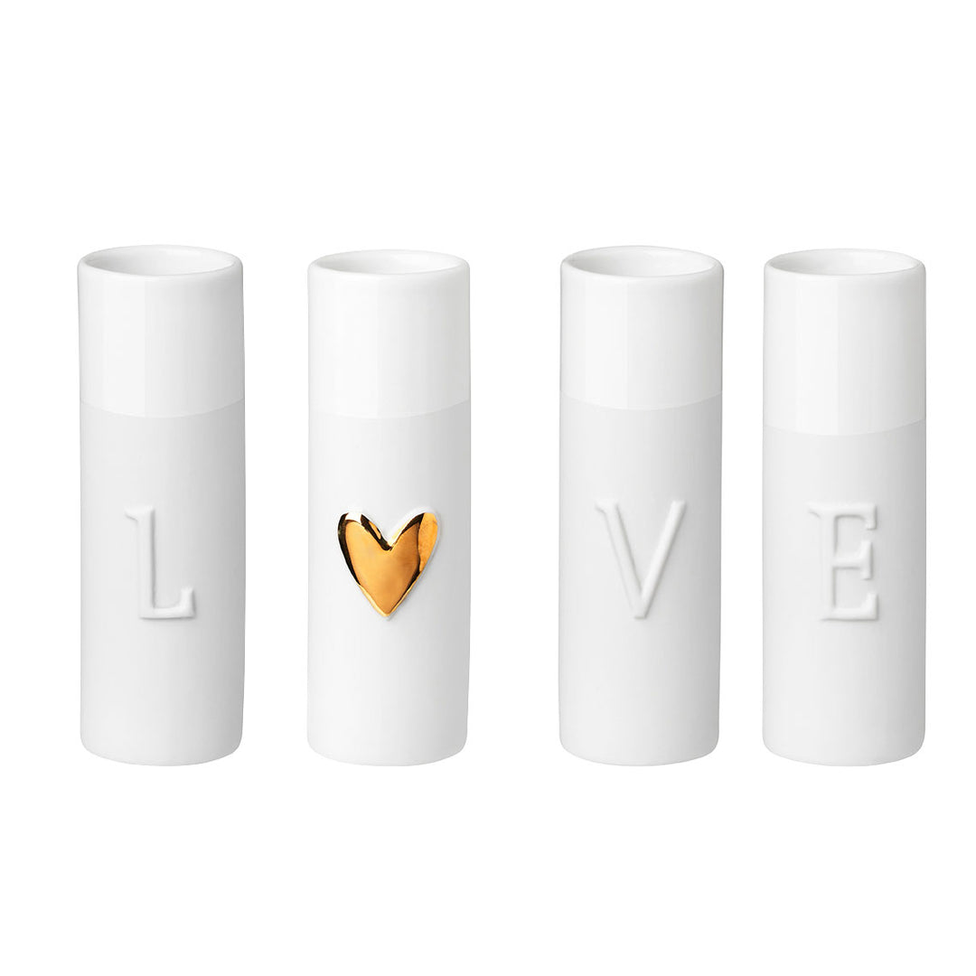 Porcelain Mini Love Vases (Set of 4)