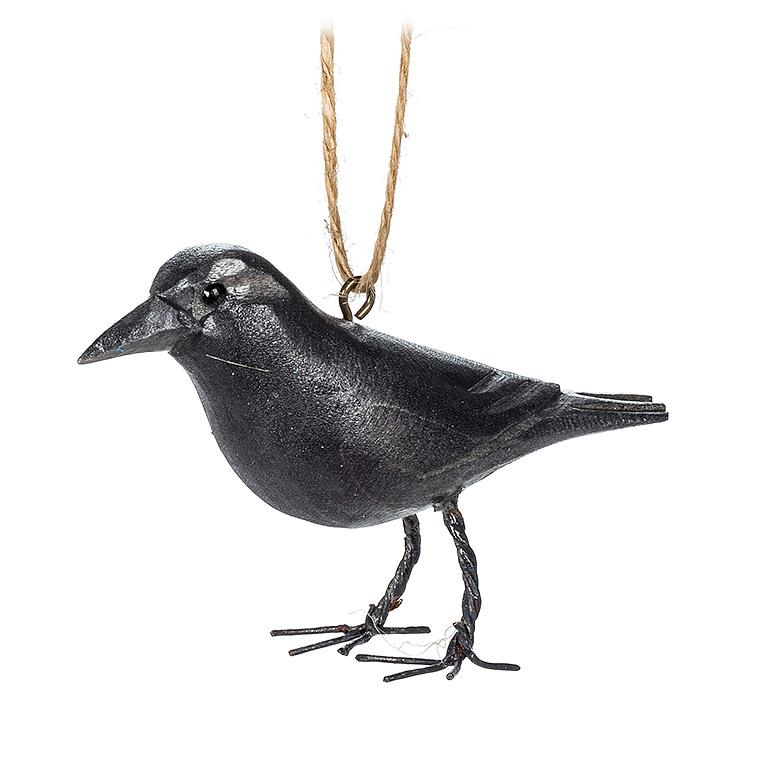 Carved Wooden Crow Ornament