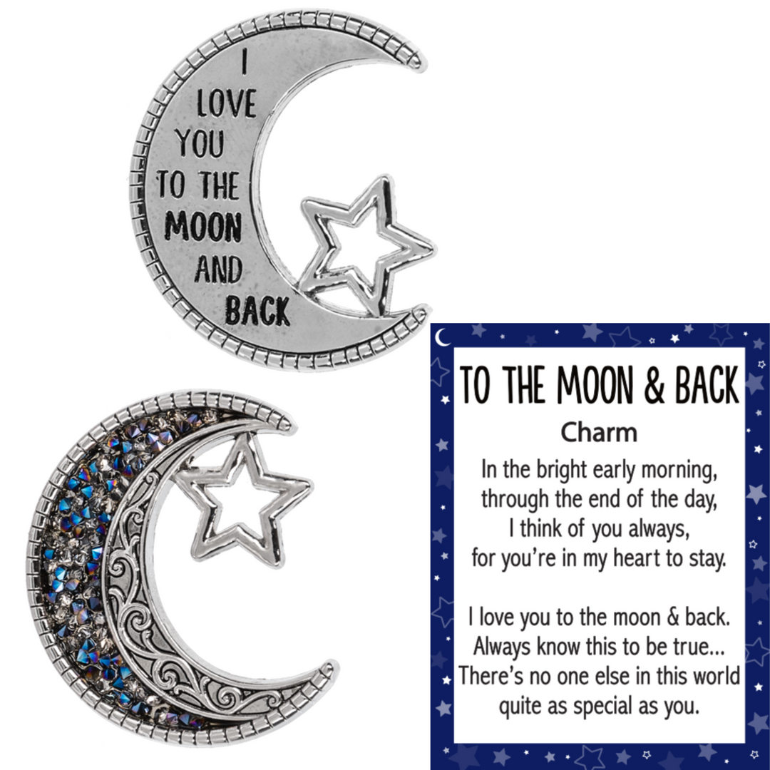 "I Love You To the Moon and Back" Engraved Crescent Moon Charm