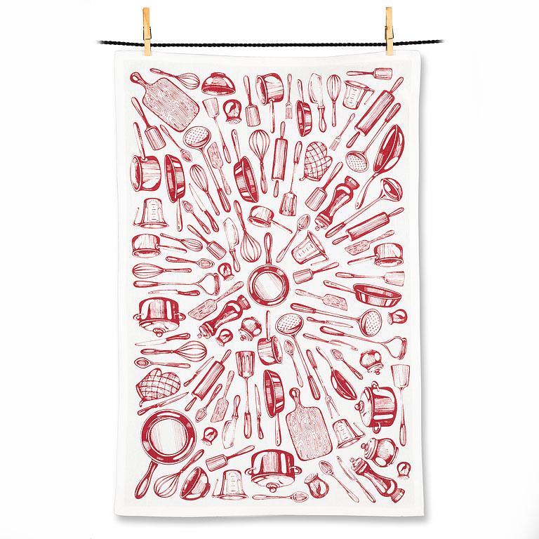 Illustrated Kitchen Tools Tea Towel