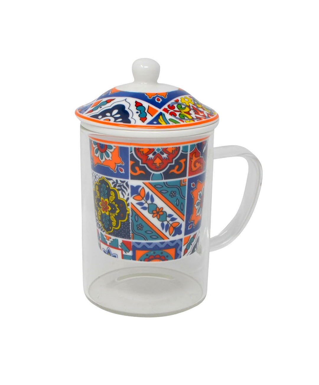 Boho Glass Tea Mug & Removable Infuser | Moroccan Mosaic