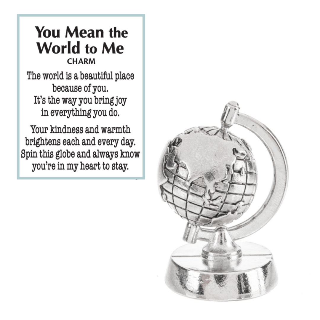"You Mean the World to Me" Miniature Spinning Globe Charm