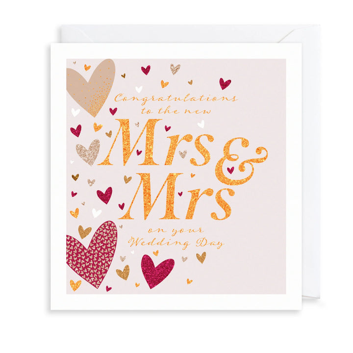 Congratulations to the New Mrs & Mrs Gold Foil Wedding Card