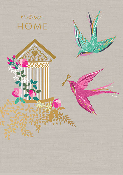 New Home Birds in Flight Embossed Greeting Card