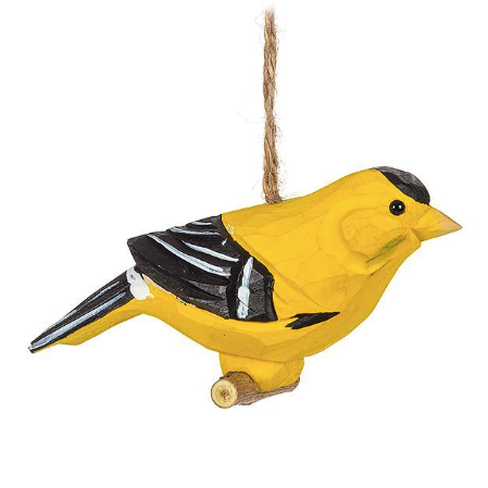 Yellow Finch Carved Ornament