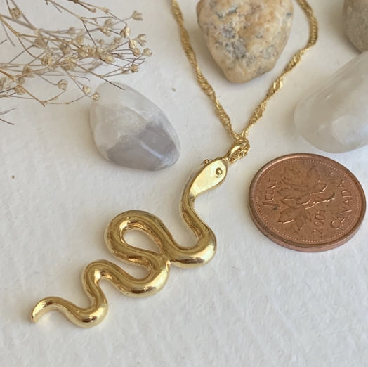 Snake Charm on DNA Chain Necklace