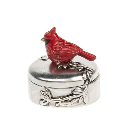 Cardinal on Miniature Silver Keepsake Box