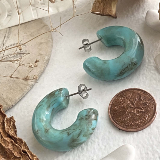 Chunky Acetate Hoop Earrings | Turquoise