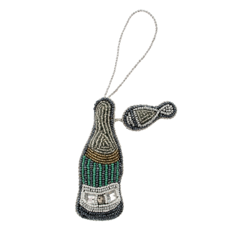 Champagne Zardozi Embroidered Ornament with Glass Beads