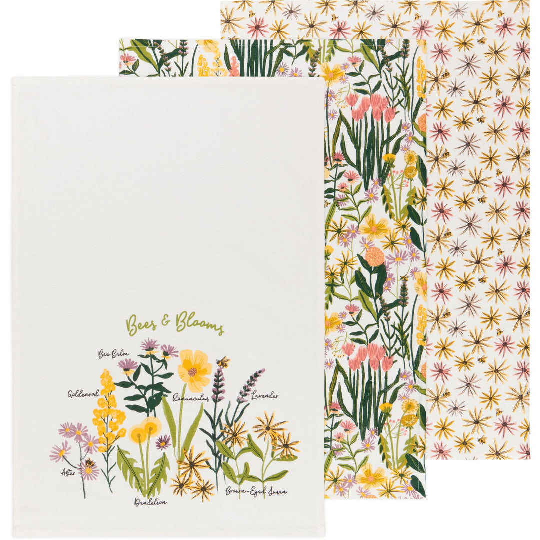 Bees & Blooms Bakers Floursack Dishtowels | Set of 3