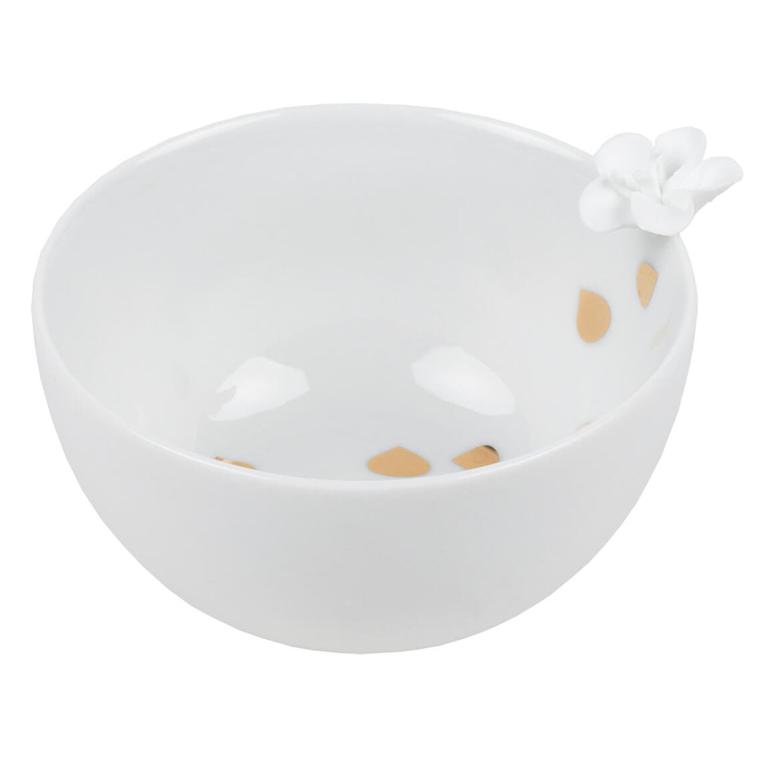 Blossom Porcelain Bowl with Gold Leaf Detail
