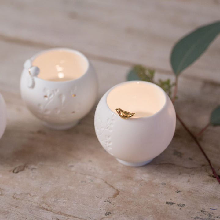 Gold Bird Porcelain Tealight Bowl