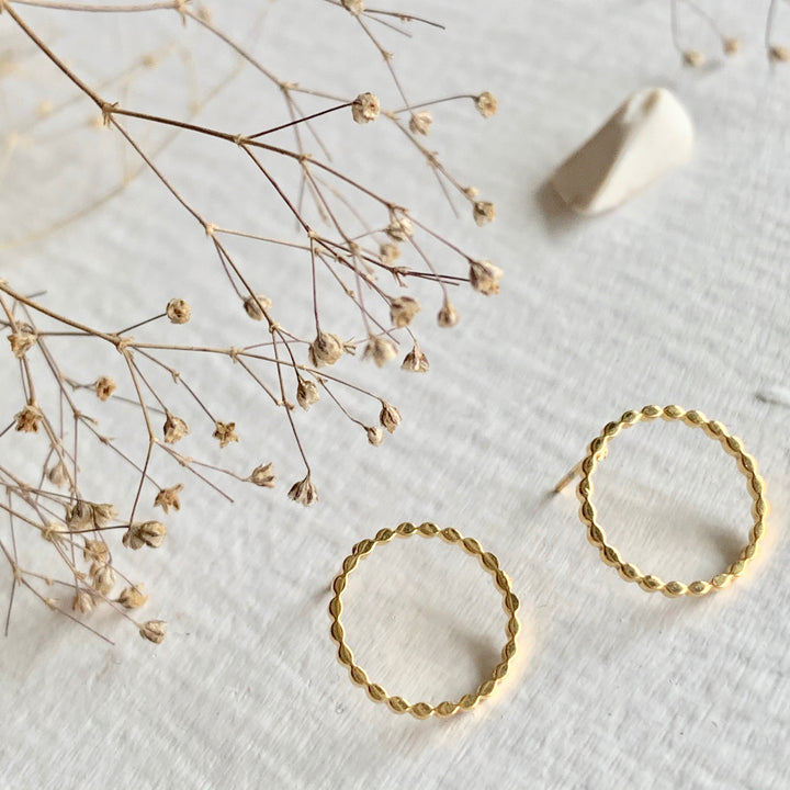 Modernist Hoop Stud Earrings | Gold
