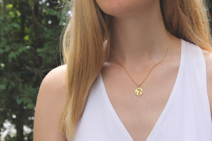 Globe Silhouette Necklace | Gold