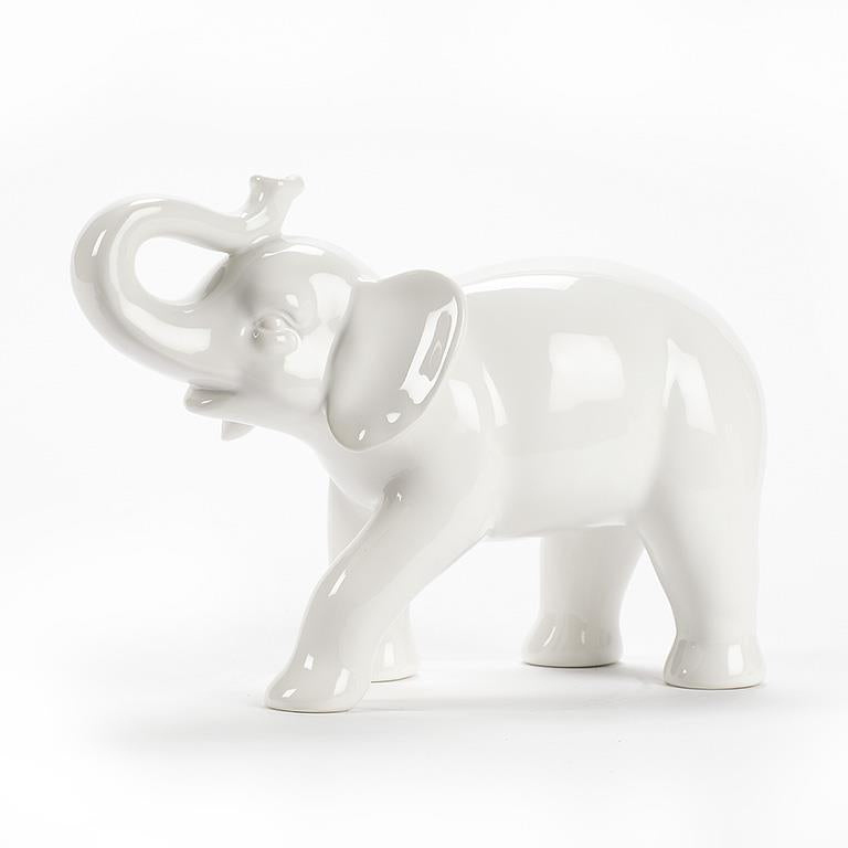 White Ceramic Elephant Figurine