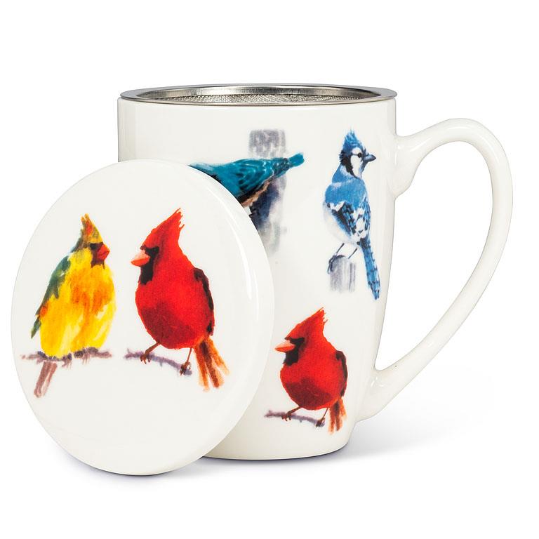 North American Birds Mug, Lid & Strainer Set