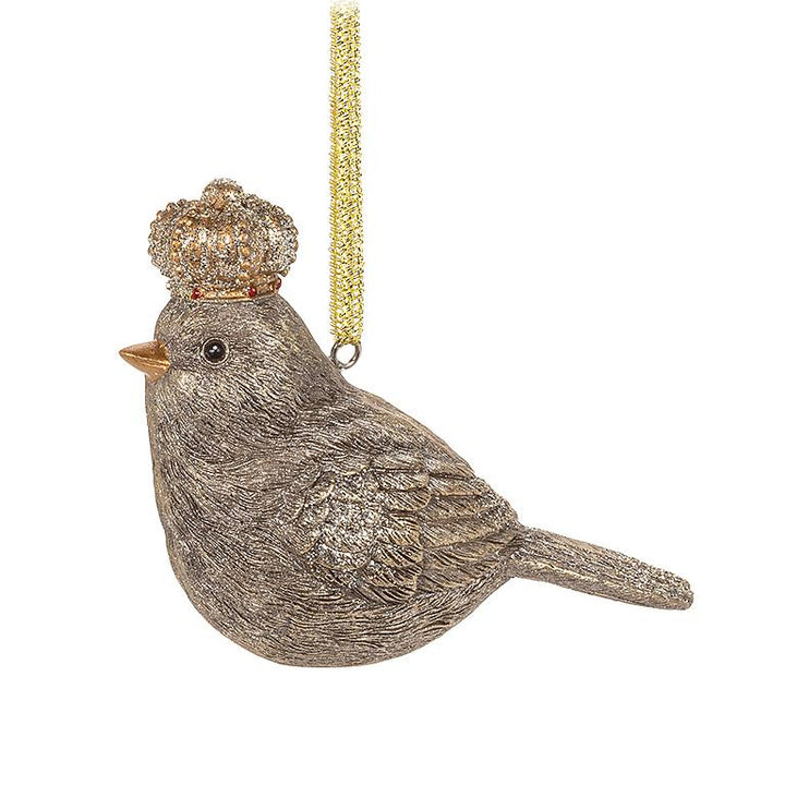 Sparkling Bird with Crown Ornament