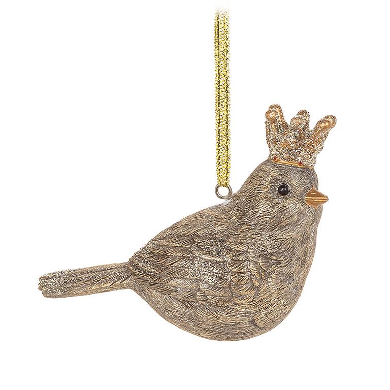 Sparkling Bird with Crown Ornament