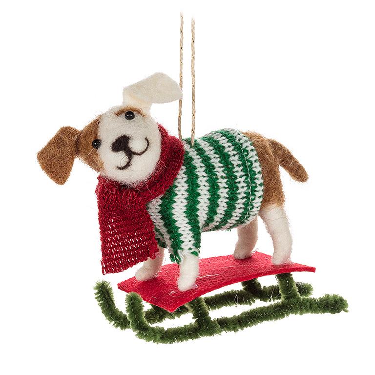 Dog on Sled Ornament