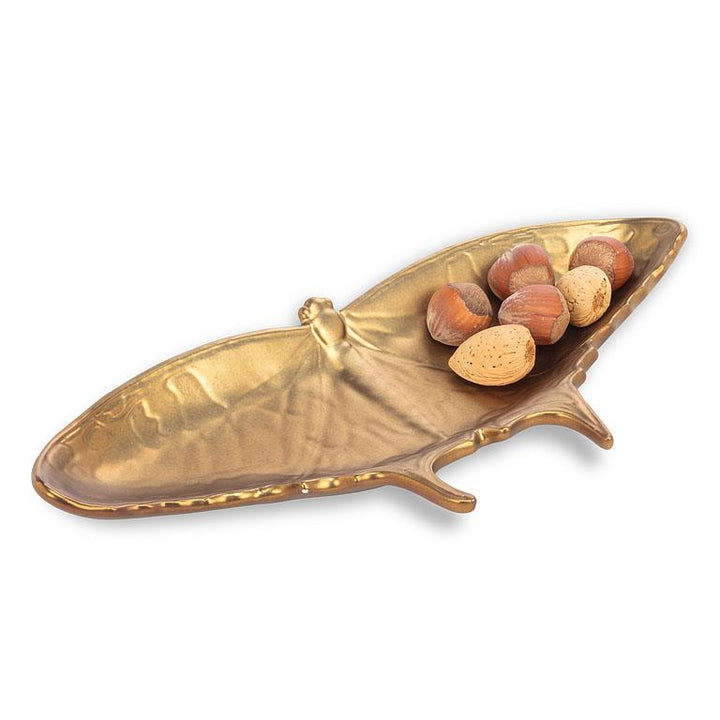 Wide Winged Golden Butterfly Dish