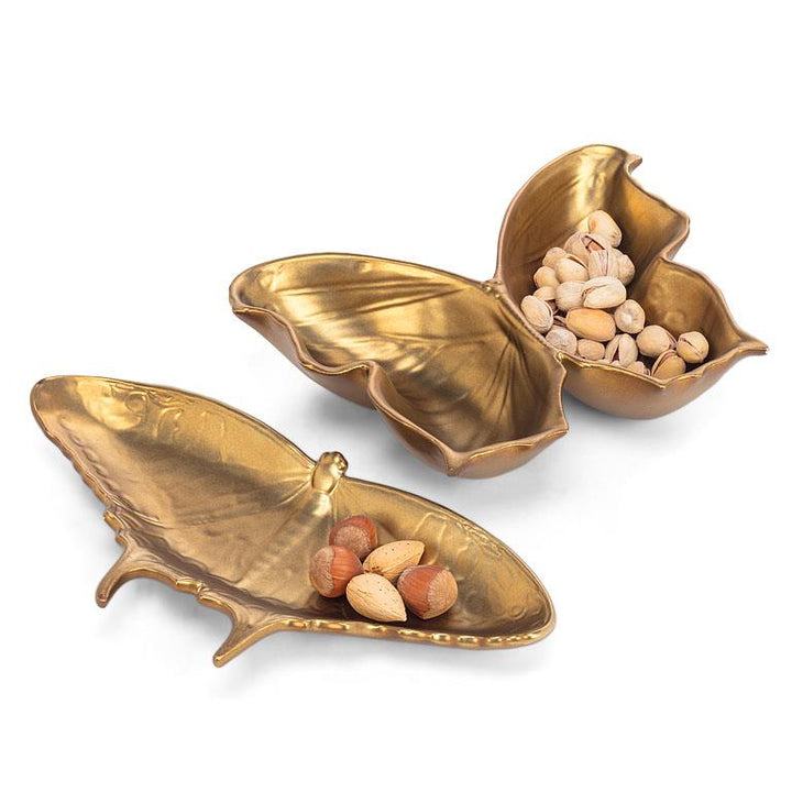 Wide Winged Golden Butterfly Dish