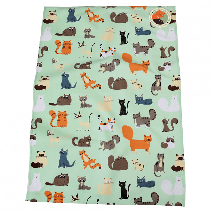 Nine Lives Cats Tea Towel