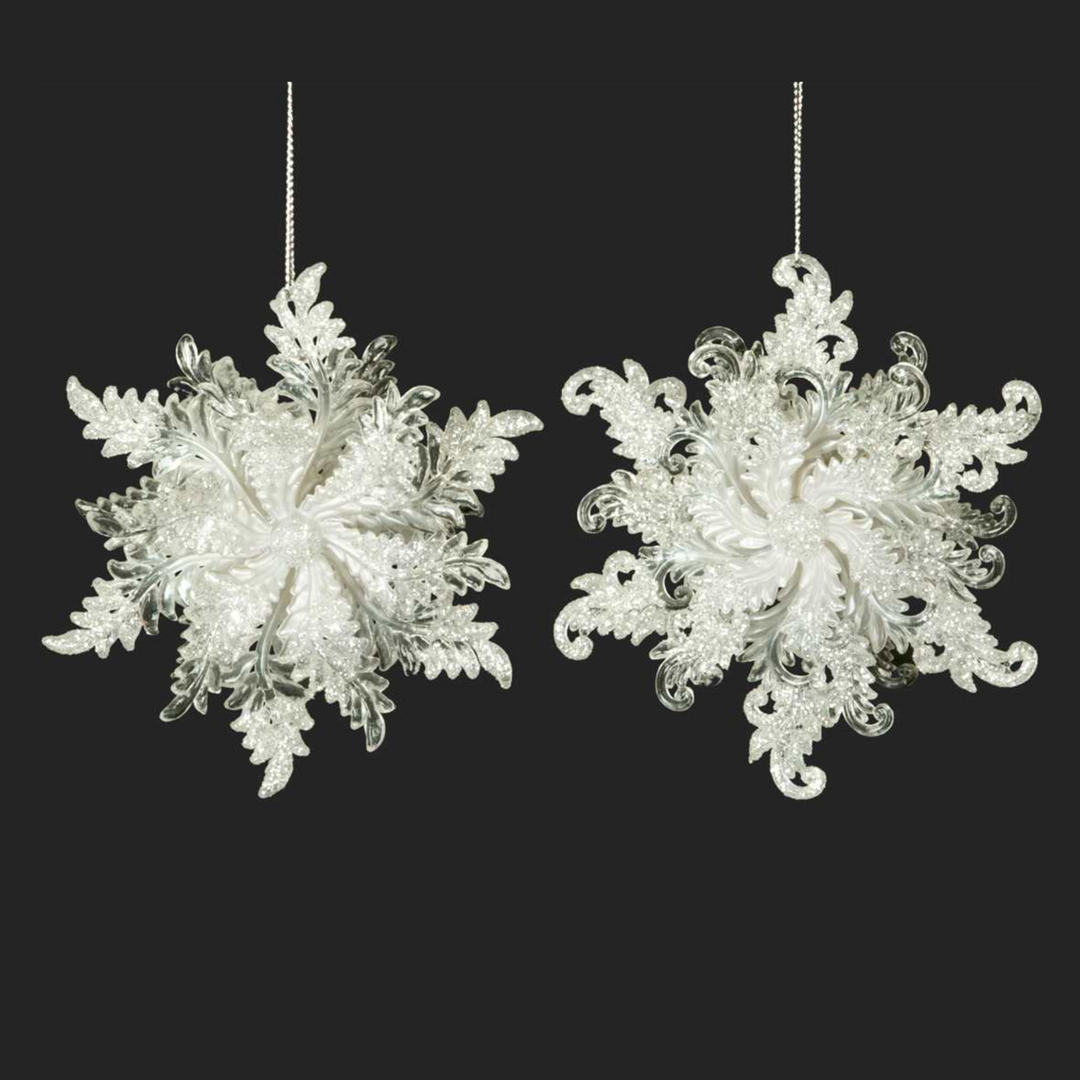 Sparkling Snowflake Ornament with Pearl Centre