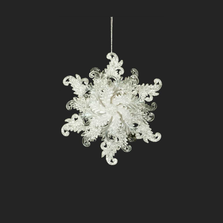 Sparkling Snowflake Ornament with Pearl Centre