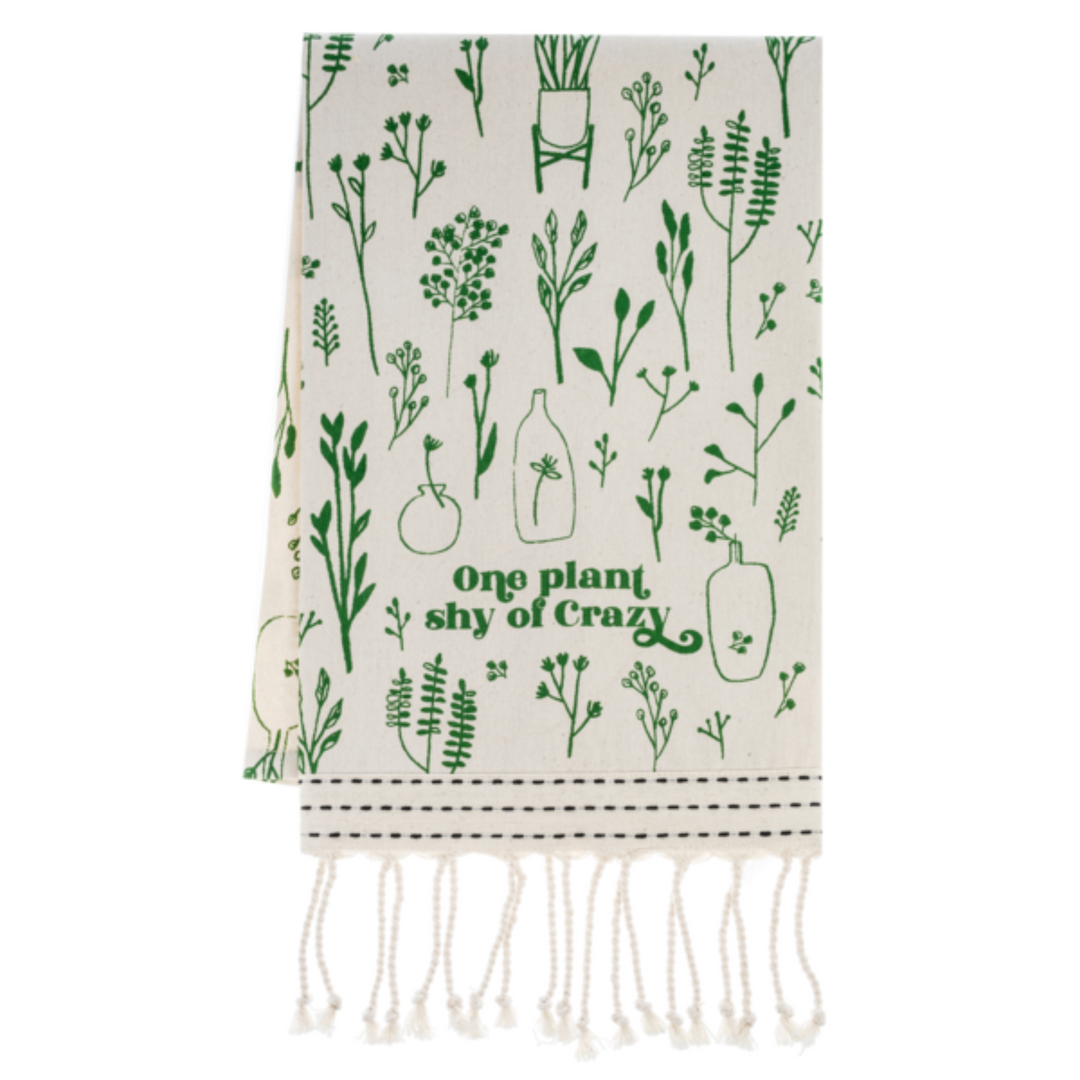 Assorted Green Garden Tea Towels with Tassles