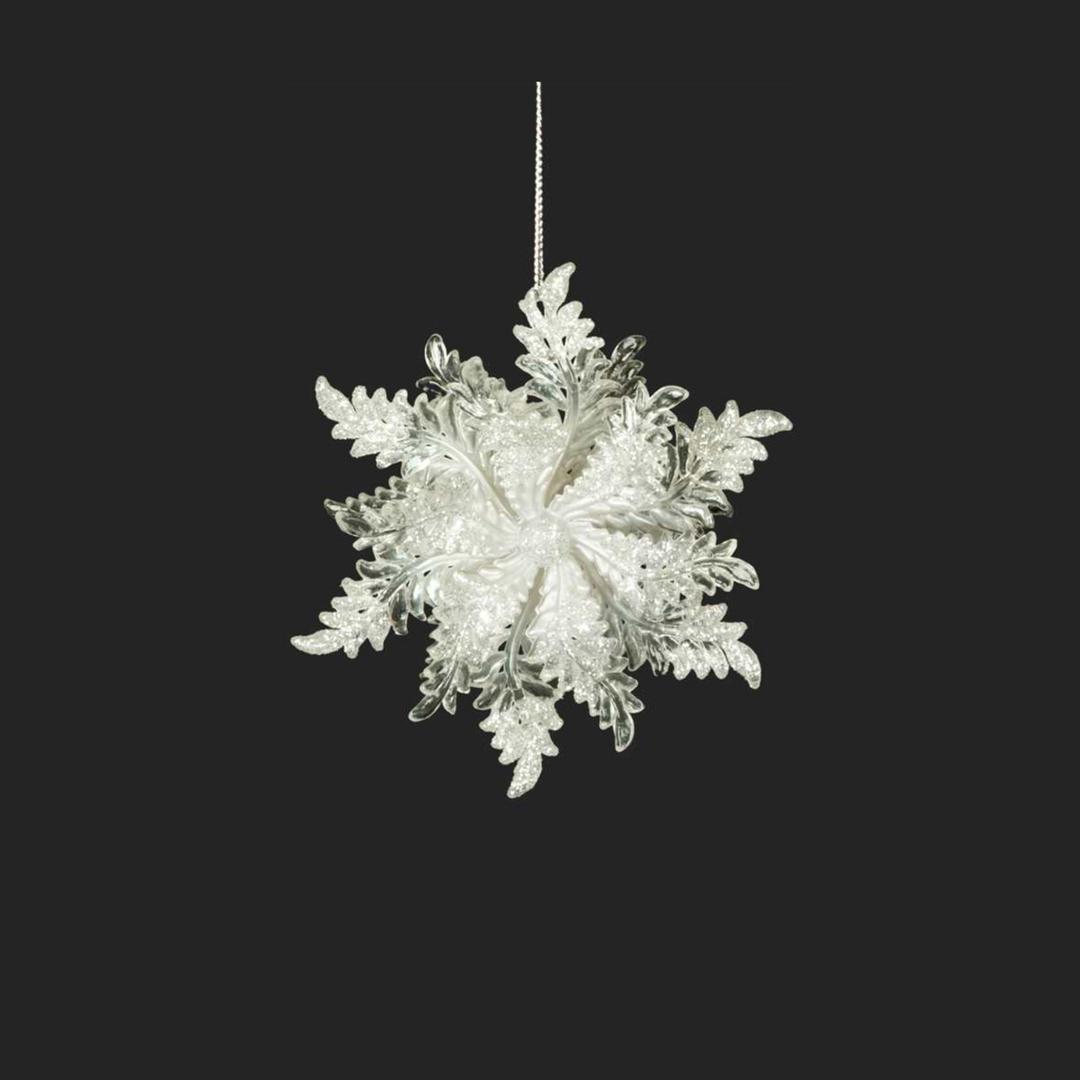 Sparkling Snowflake Ornament with Pearl Centre