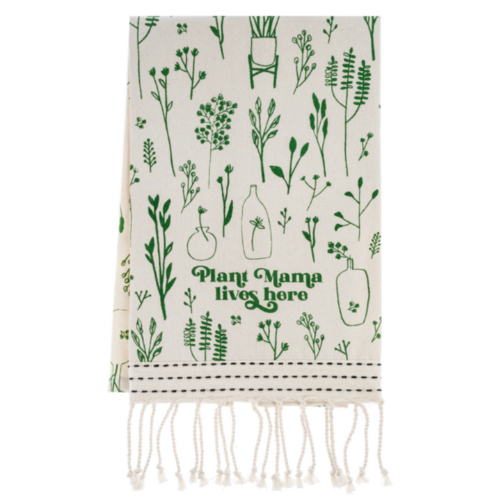 Assorted Green Garden Tea Towels with Tassles
