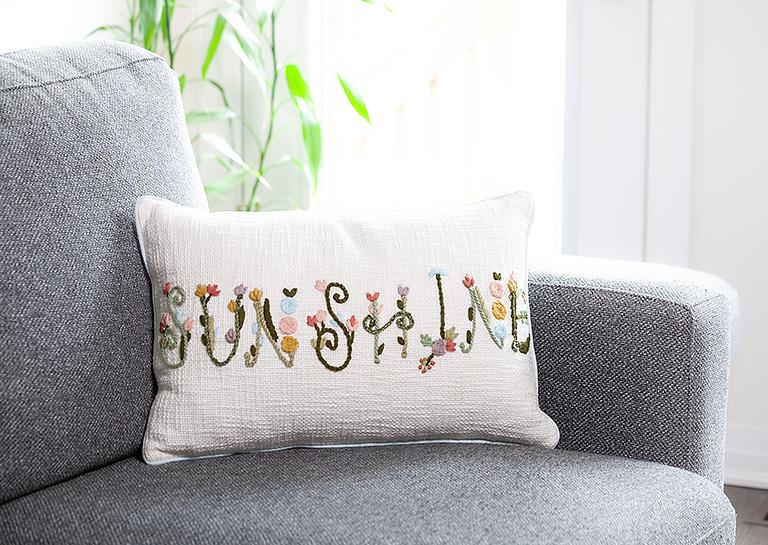 Floral SUNSHINE Boucle Rectangle Pillow