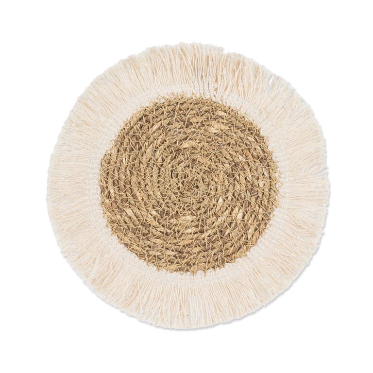 Fringed Seagrass Coaster | Ivory