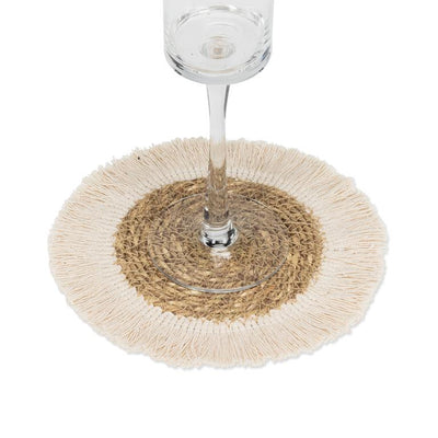 Fringed Seagrass Coaster | Ivory