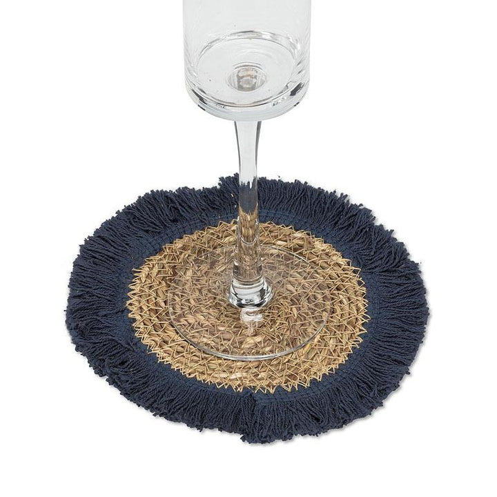 Fringed Seagrass Coaster | Navy