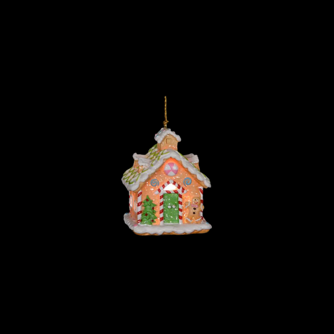 LED Gingerbread House Ornament | Green Door