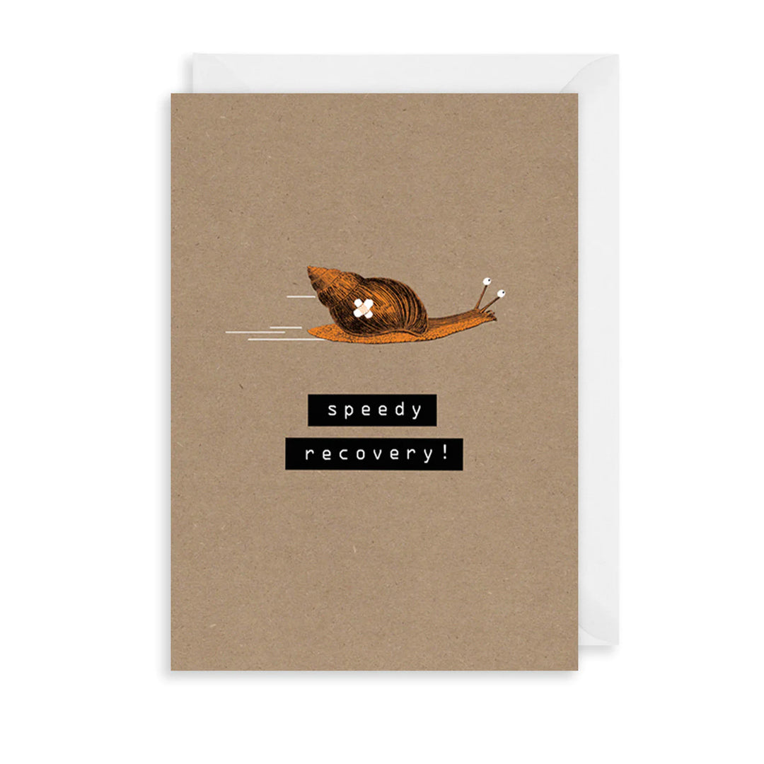 Speedy Recovery Snail Embossed Greeting Card