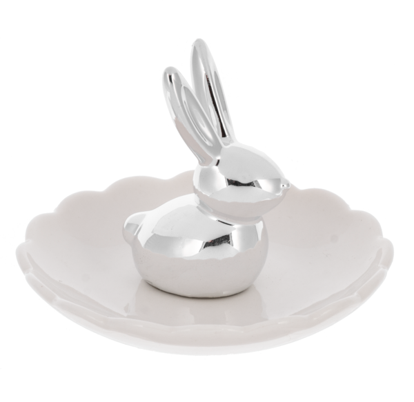 Silver Bunny Porcelain Ring Holder