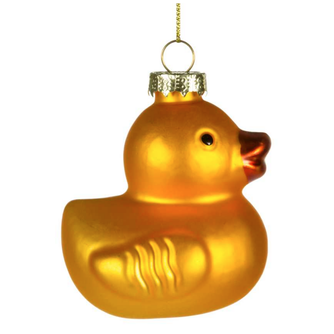 Adorable Rubber Duckie Glass Ornament