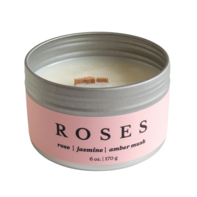 Roses Wood Wick Travel Soy Wax Candle