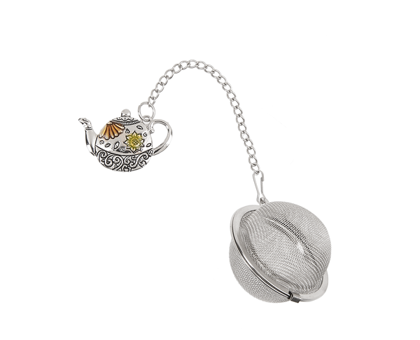 Stainless Steel Mesh Tea Ball Infuser w/ Floral Tea Pot