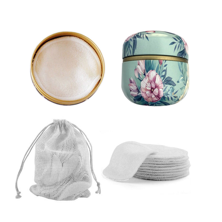 Reusable Makeup Remover Pads in Floral Tin Case