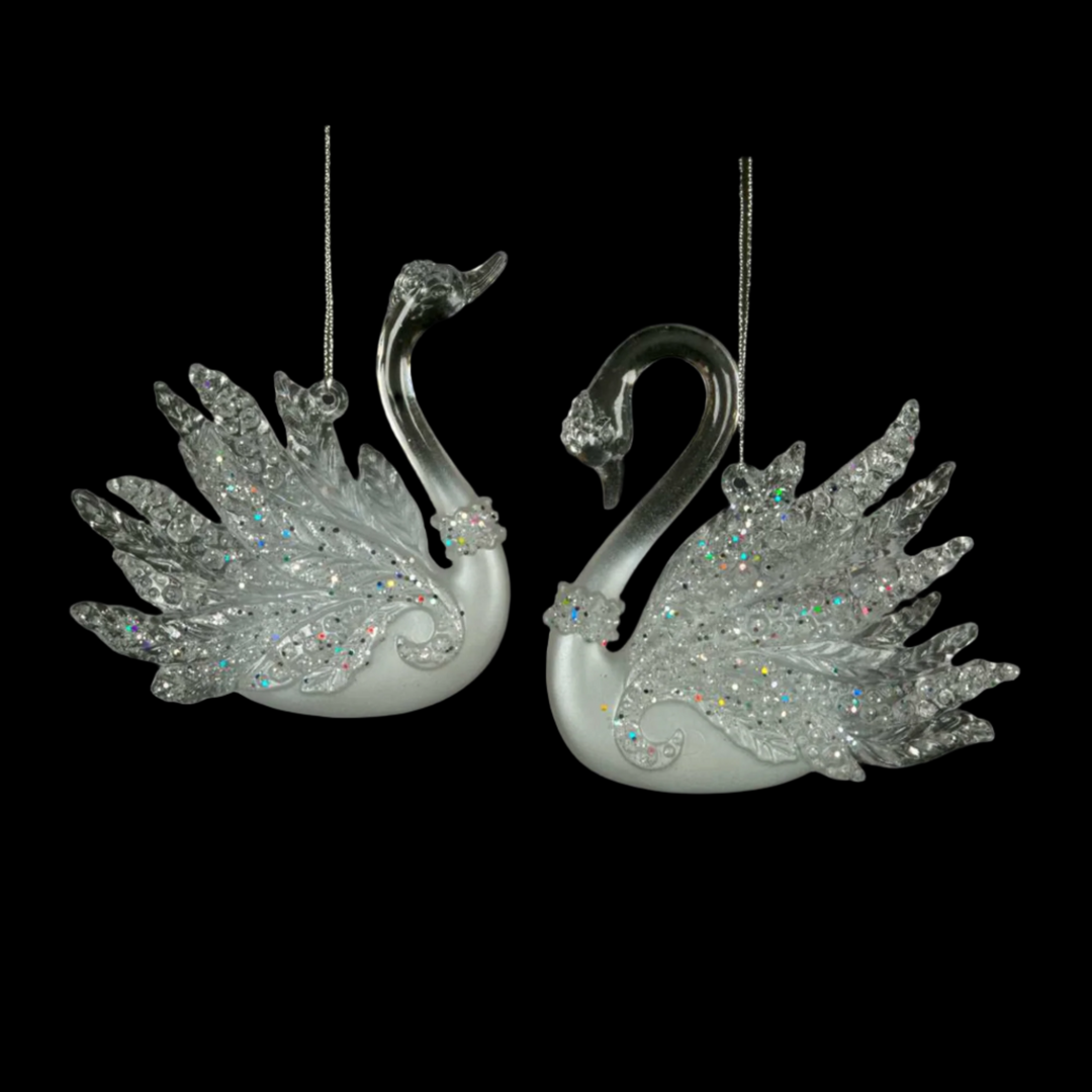 Elegant Sparkling Swan Ornament