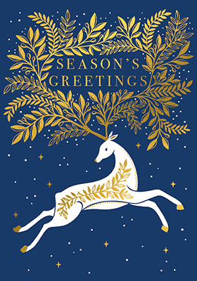 Seasons Greetings Golden Deer Greeting Card