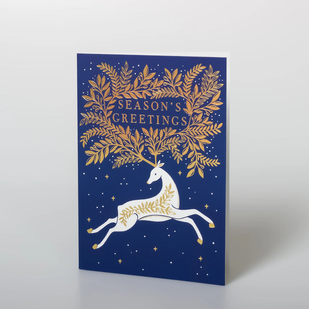 Seasons Greetings Golden Deer Greeting Card