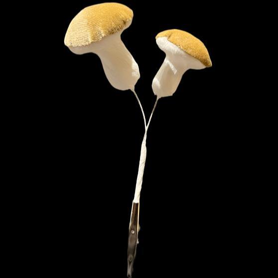 Velvet Top Mushroom Pair Clip