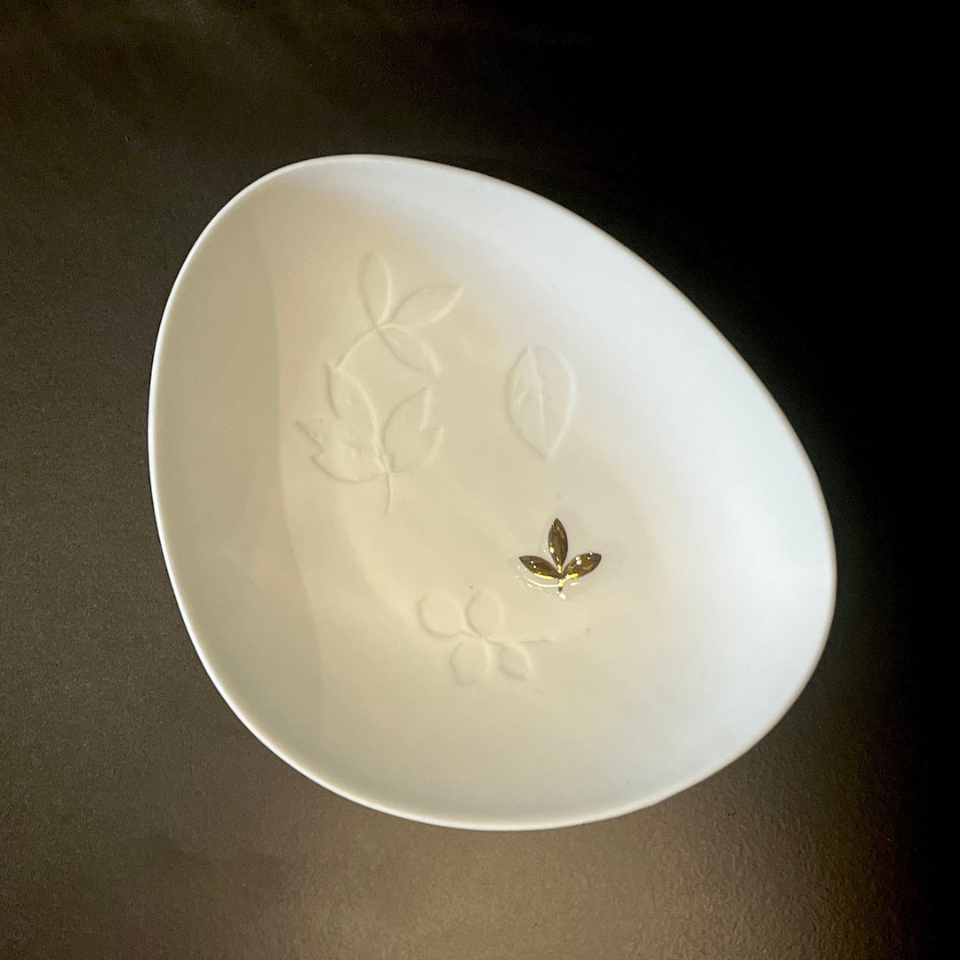 Gold Leaf Embossed Porcelain Bowl