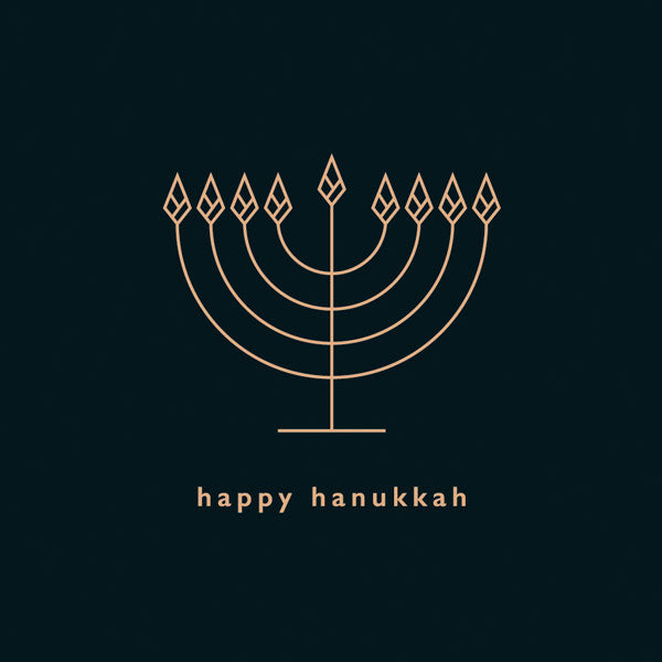 Happy Hanukkah Golden Menorah Minimalist Greeting Card