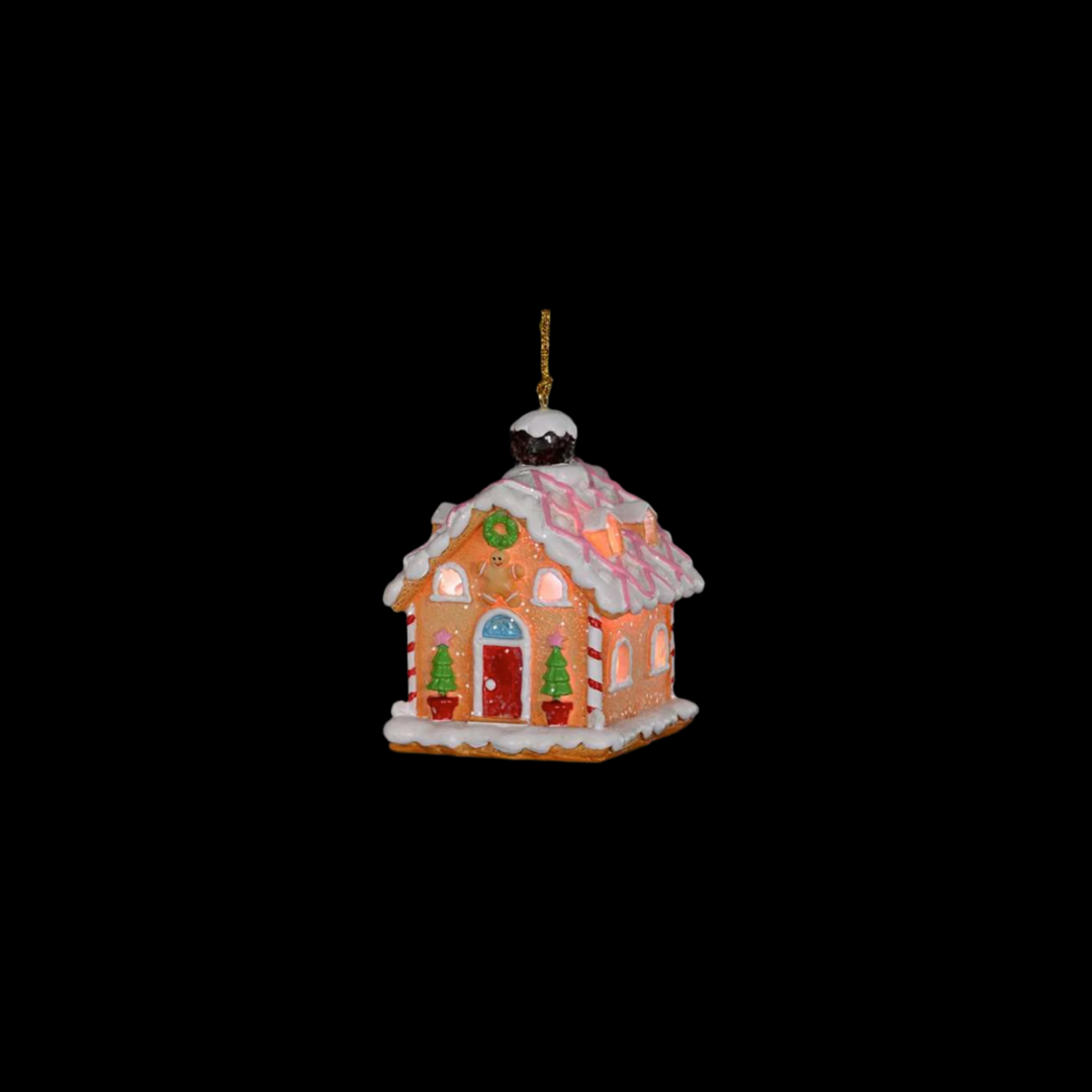 LED Gingerbread House Ornament | Pink Door