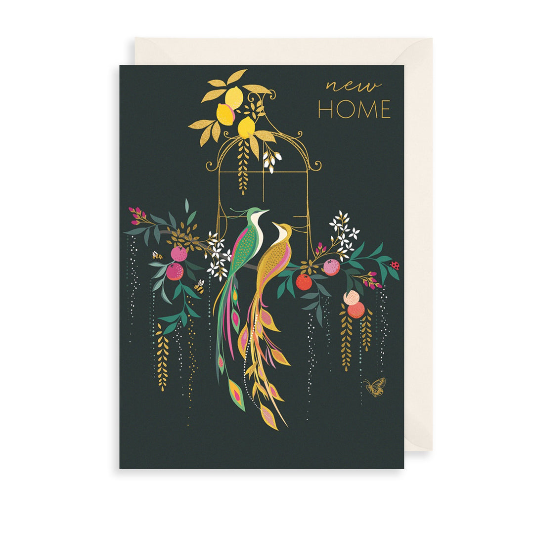New Home Long-Tail Birds Embossed Greeting Card